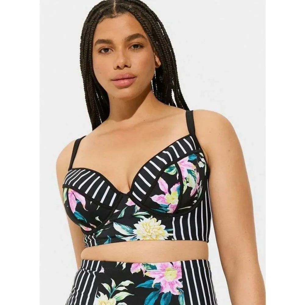 Torrid tropical floral print Underwire Cut And Sew Bikini Top